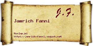 Jamrich Fanni névjegykártya